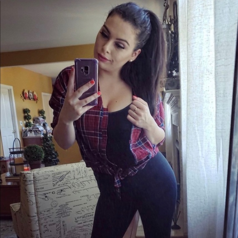 Button up Tie Front Plaid Top